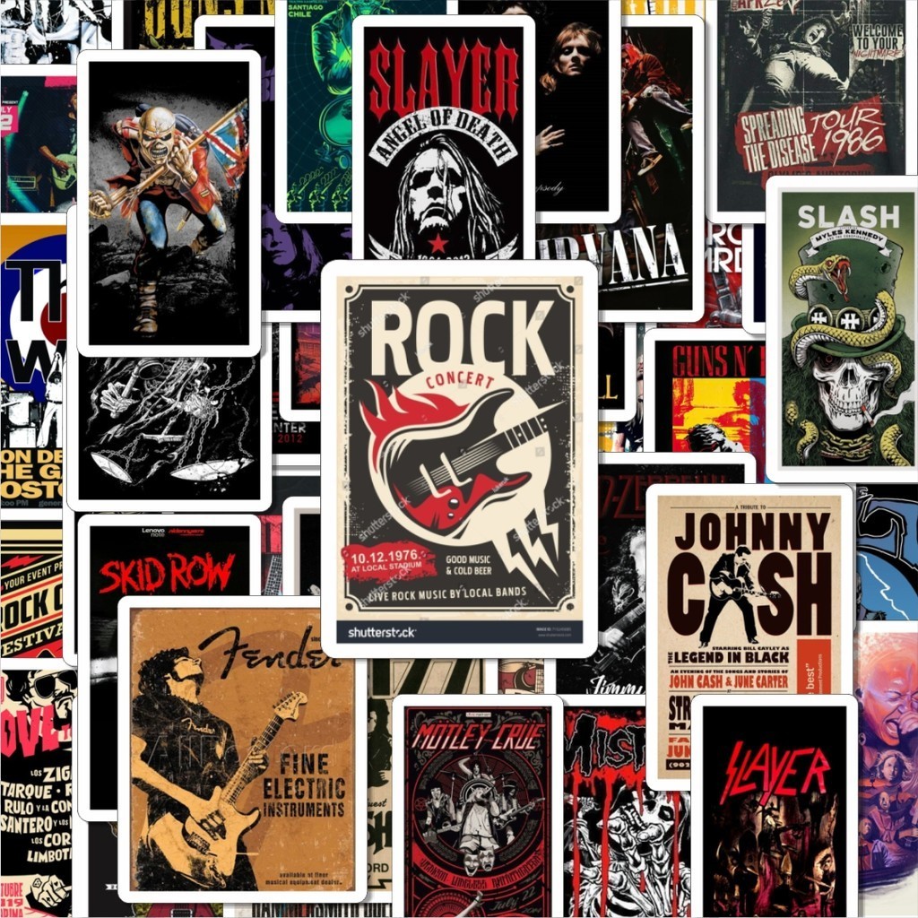 

100PCS Lucu Stiker Poster Rock Band Stiker Aesthetic Stiker Anti Air Stikers Berperekat Waterproof sticker decal buat Motor Helm Buku Journal Koper Casing HP Laptop Botol Minum Hadiah anak