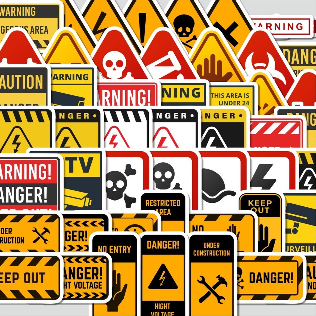 

Stiker Cutting Pack Stiker Warning Icons [Ikon Peringatan] Isi 100Pcs Series Aesthetic Lucu Keren Untuk Koper Bahan Vynil