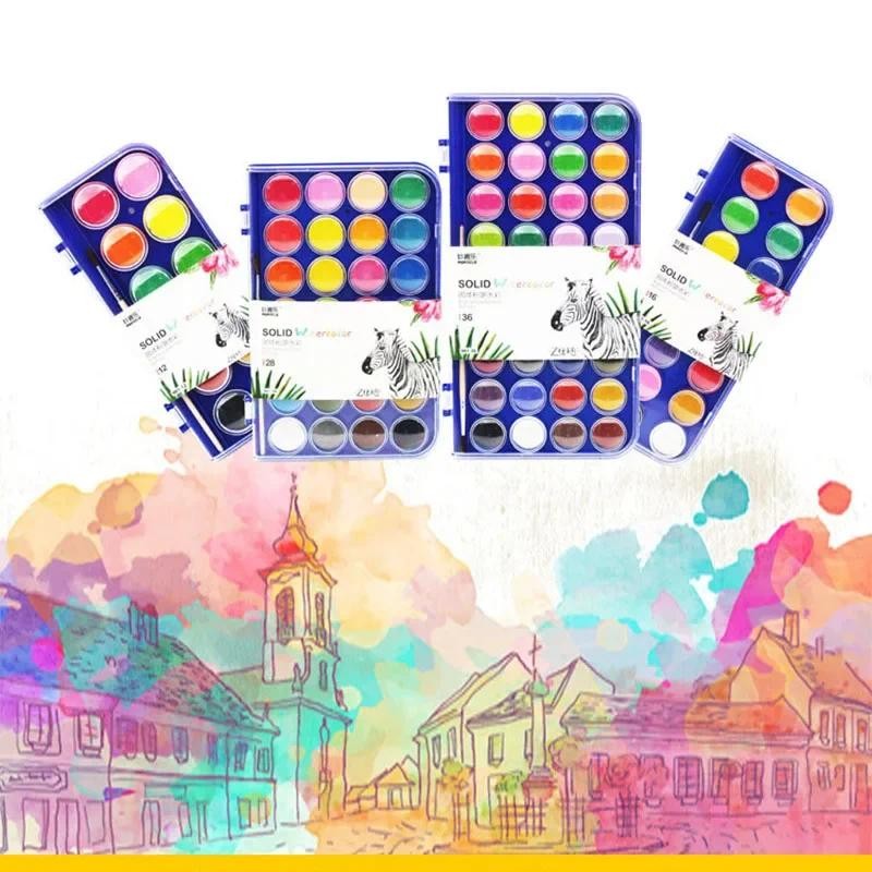 

16Color Solid Watercolor Paint Set Portable Box Watercolor Pigment for Beginner Drawing Watercolor Paper Art Supplies