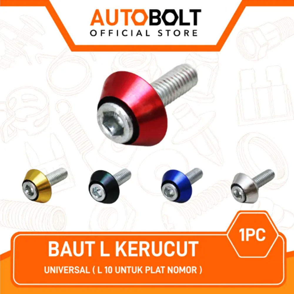 1 PC Baut L Kerucut Universal Variasi Warna Hitam Merah Biru Emas Silver Baud L L10 10 Plat Pelat No