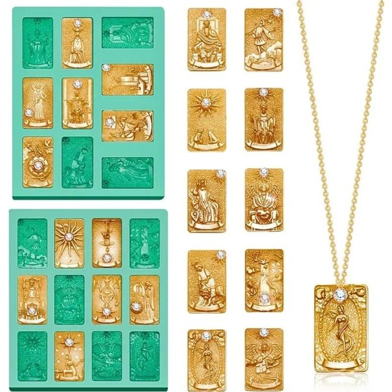 

22 Different Tarot Cards Resin Molds Silicone Resin Molds Major Arcana Cards Molds for Epoxy Resin with 22 Pcs Clear Cubic Zirco