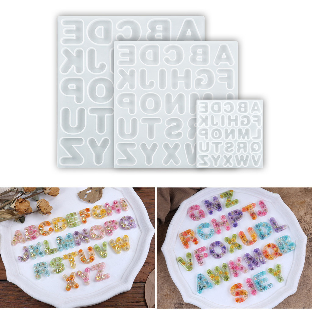 

DIY Alphabet Crystal Epoxy Resin Mold Letters Keychain Pendant Mirror Silicone Mold