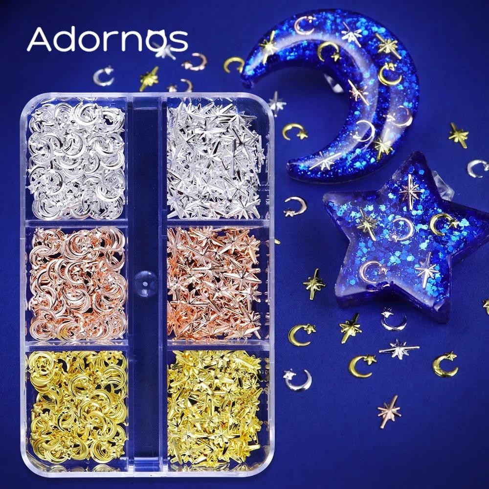 

330 pcs/box Star Moon Metallic Resin Art Accessories Metal Rivets DIY Epoxy Resin Filling For Jewelry Pendants Craft Decorations