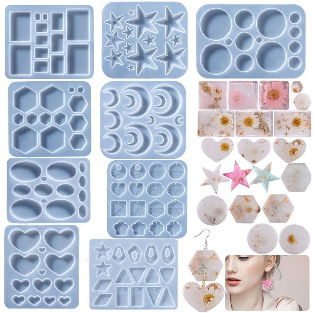 

Earring Pendant Silicone Mold DIY Epoxy Resin Mold Geometry Round Triangle Necklace Key Chain Pendant Jewelry Making Accessories