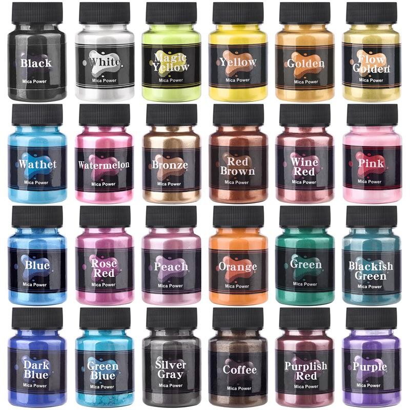 

50ml 24 Colors Resin Pearl Powder Pigment Filler Candle Colorant Dye Mineral Powder Epoxy Resin Dye Jewelry Making Accessories