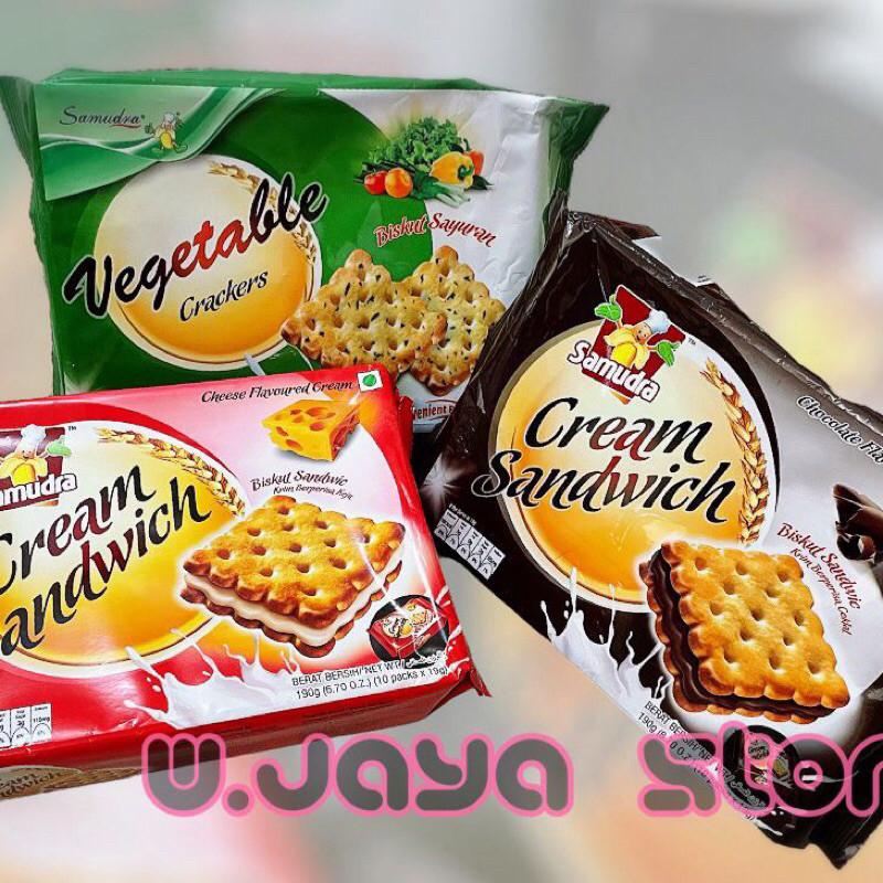 

Samudra Cream Sandwich 190g Rasa Coklat Keju Sayur / Samudra Cream Sandwich Chocolate Flavoured Cream / Samudra Cream Sandwich Cheese Flavoured Cream / Samudra Cream Sandwich Vegetable Flavoured Cream