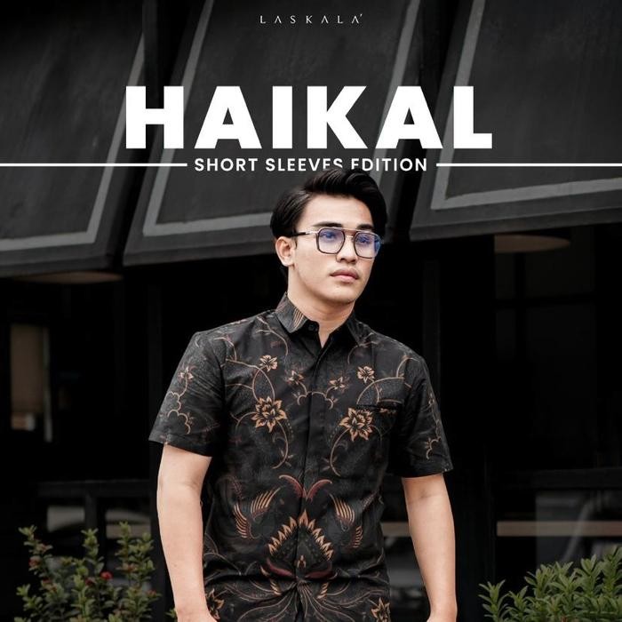 [New Arrival] Laskala Batik Premium Slimfit Haikal Hitam Lengan Pendek KP08A306 - S