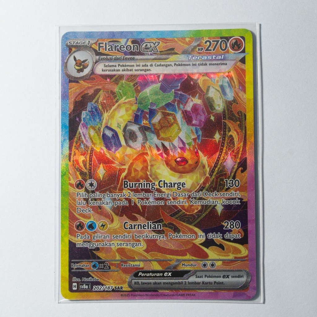 Flareon EX SAR 202/187 SV8a Festival Terastal EX Kartu Pokemon TCG Original Indonesia