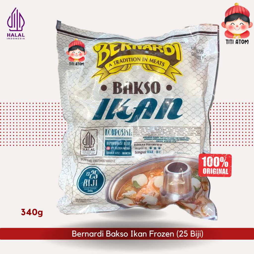 

Bernardi Bakso Ikan Fish Meatball Frozen Food 340g 25 Biji