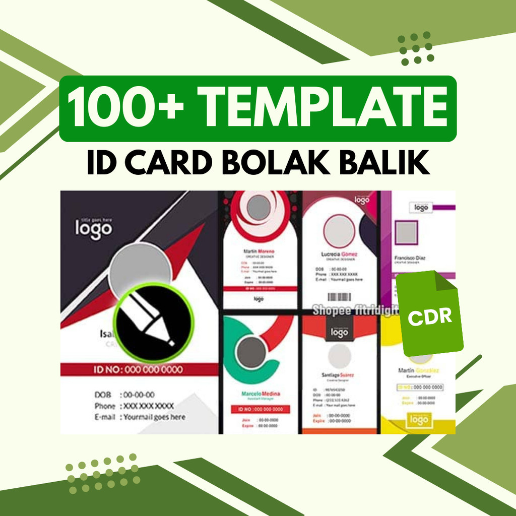 100+ Template Desain ID CARD / NAME TAG Format CDR Coreldraw Siap Edit