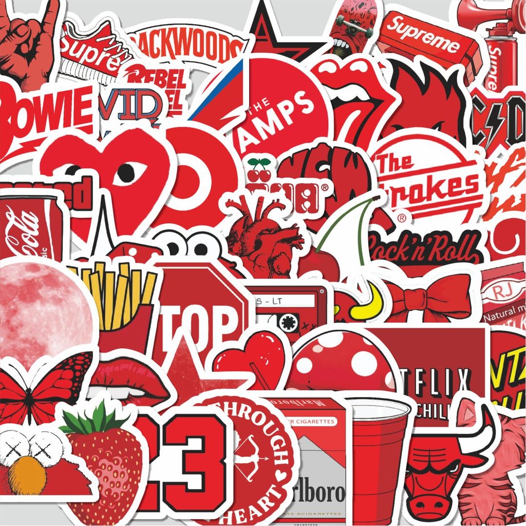 

Stiker Cutting Pack Stiker VSCO Red/Merah Isi 100Pcs Series Aesthetic Lucu Keren Untuk Koper Bahan Vynil