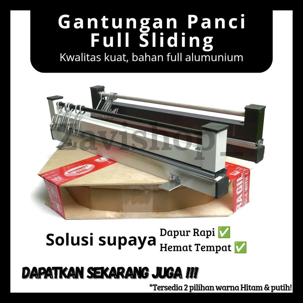 Rel Gantungan Panci Full Sliding | Pan Rail Dapur