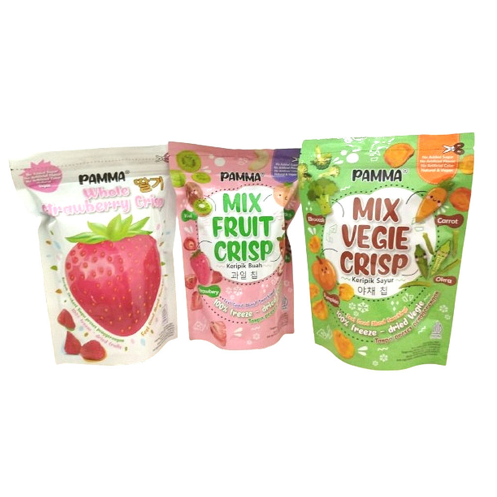 

Pamma Mix Veggie Mix Fruit Crisp Whole Strawberry Buah Sayuran Kering Vegetarian Vegan