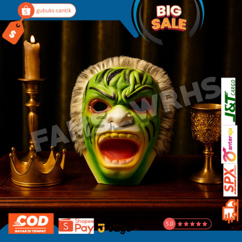 Topeng Hanoman Hijau Spons Topeng Hulk Topeng Anoman Topeng Anak gc