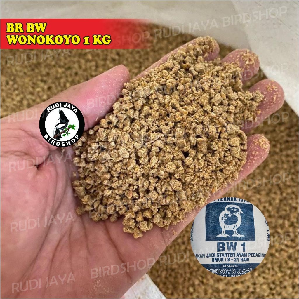 SEDIA BR BW WONOKOYO 1 KG BROILER CRUMBLE VOER MAKANAN AYAM UNGGAS BEBEK BURUNG PUYUH BURUNG JALAK