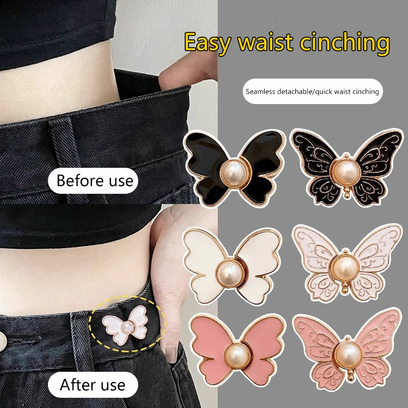 

Butterfly Jeans Button Adjustable Clips For Pant Skirts Waist Tightener Buckle Snap Button Adjuster Pants Pin Retractable Button