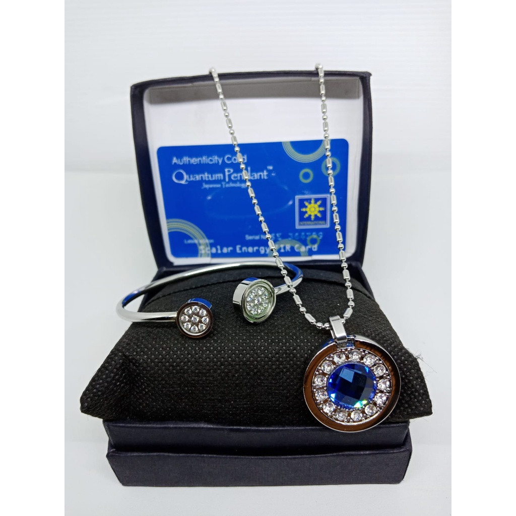 Set Kalung + Gelang Anti Virus - Kalung Kesehatan Quantum Pendant Asli Sertifikat Card - Gelang Kese