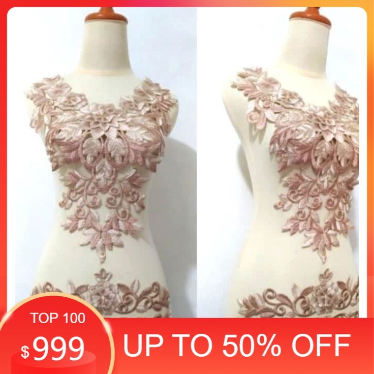 Aplikasi Kerah Rose Besar Bordir Coksu Cantik