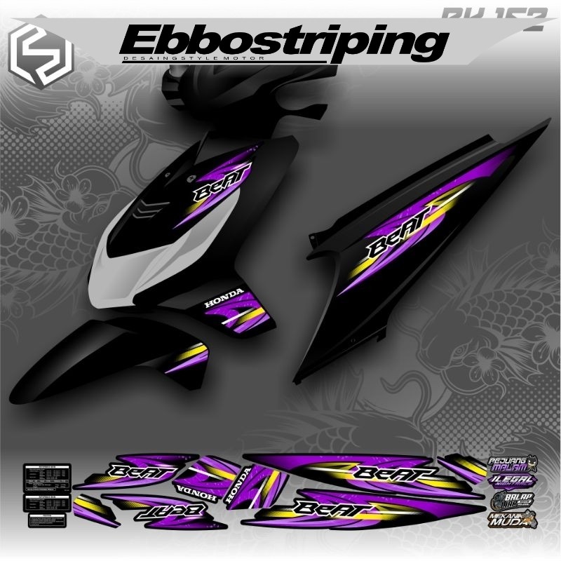 STRIPING MATIC BEAT KARBU GRAFISH VARIASI THAILAND NEW STIKER