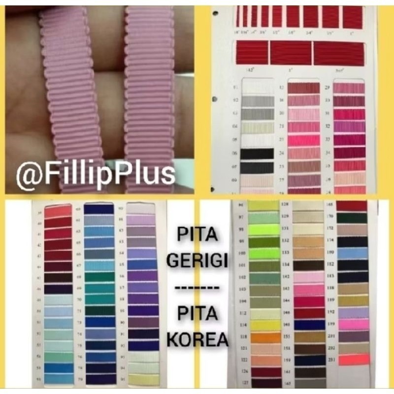 

6 mm - 1 yard (90cm) | Pita Korea | Pita Grosgrain Gerigi Size ¼ Inch | Pita Lilit Jepit Premium