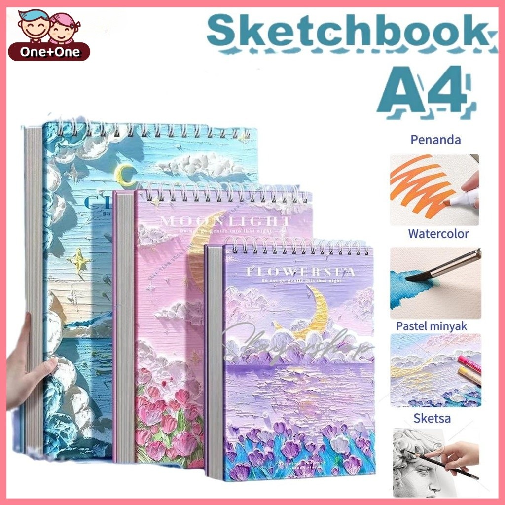 

[READY] 60 Page Sketchbook A4 Art Supplies Buku Gambar Vertikal Jilid Spiral 60 Lembar Buku Sketsa Stationery - Paper Cream 160Gsm