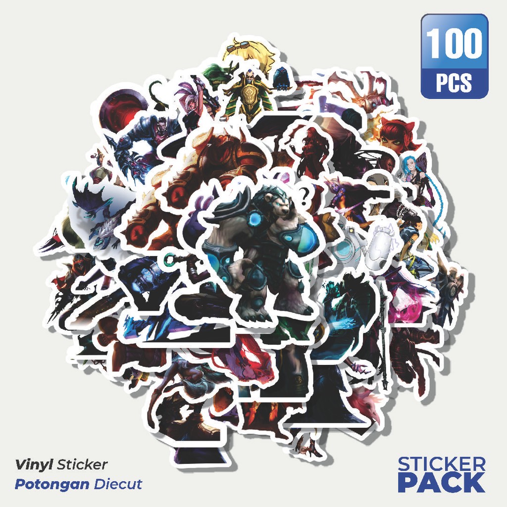 

Super Hemat! 100 PCS Stiker Kartun League Of Legends Skin 8 Waterproof Aesthetic- Untuk Laptop, Motor, dan Helm - Paper Stationery Pack