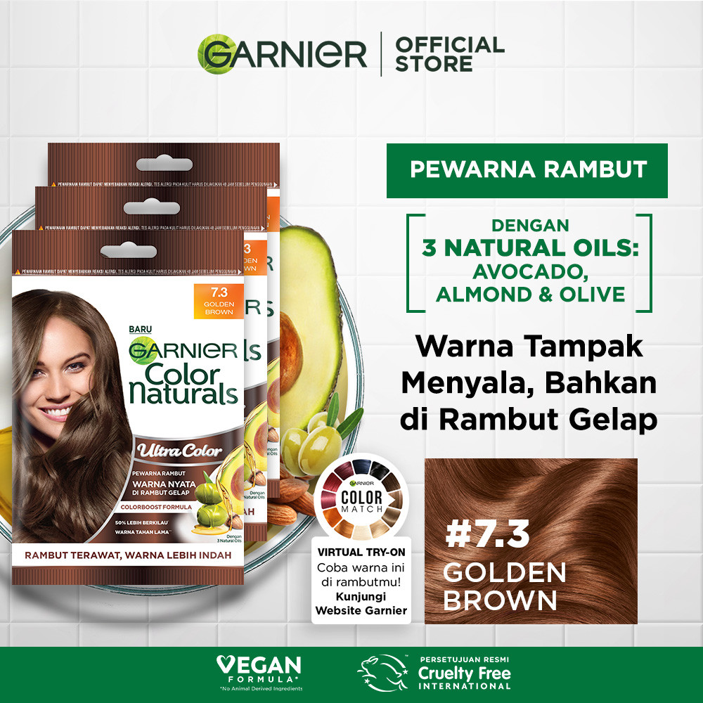 Garnier Color Natural Ultra Color 3 Oils 7.3 Golden Brown x 3 Pcs