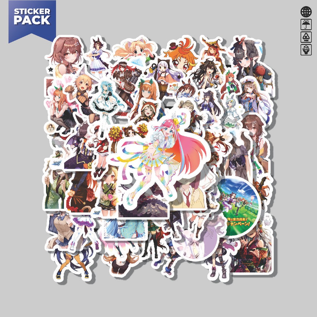 

[100PCS]Stiker Pack Stiker Anime Pretty Derby Aesthetic Vinyl Anti Air Dekorasi Sticker Laptop Buku Journal Koper Helm Casing HP Gitar Helm Skateboard