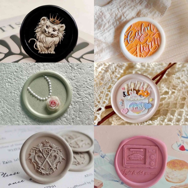 

2025 New Fire Lacquer Seal Multi-Layer Finely Carved Seal Head Cute Alien Relief Plant Stamp Root Series Stamp Copper Head Toy