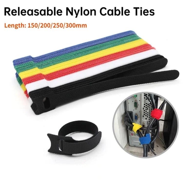 

20~200pcs Releasable Cable Organizer Ties Mouse Earphones Wire Management Nylon Cable Ties Reusable Loop Hoop Tape Straps Tie