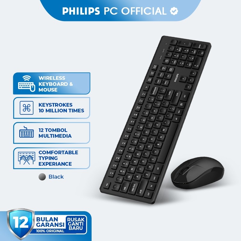 

Philips Keyboard Mouse Set Combo Wireless Silent Clicks Keystrokes 10 Milion Times Original SPT6358 - Garansi Resmi 1 Tahun (2)