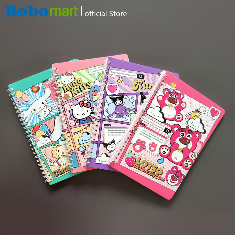 

BOBOMART Buku Tulis Catatan Bergaris Spiral Ruled Notebook SH-8830 A5 60 Lembar Kuromi, Lotso, DLL
