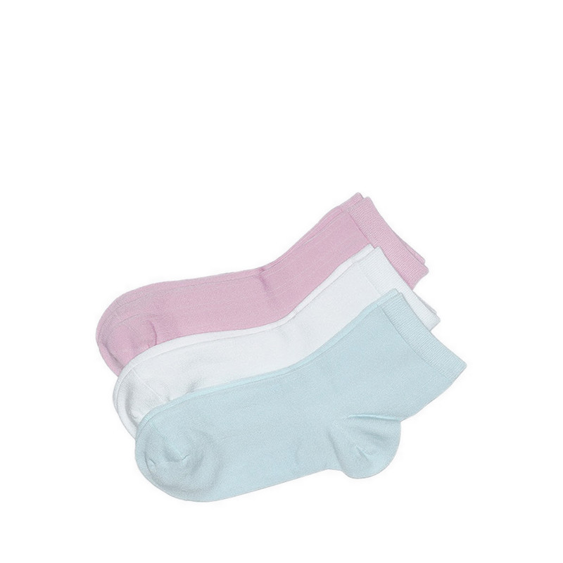 SK74RF Skechers 3Pk Non Terry Ankle Women - Pink/Blue