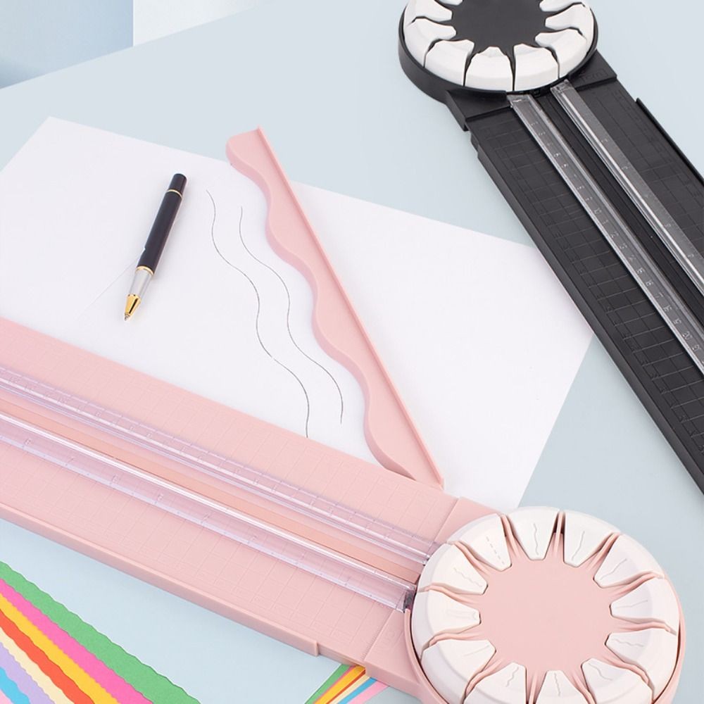 

360° Rotating Head 12 in 1 Paper Cutter Smooth Cutting with Anti Slip Pad Manual Paper Cutter Plastic Multiple Cutting Patterns