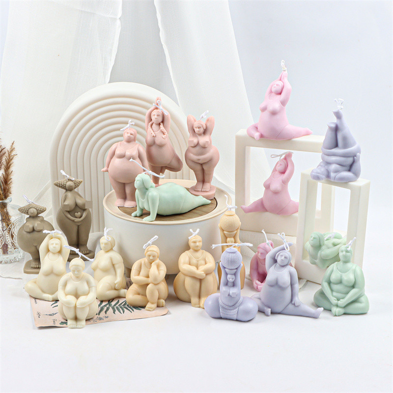 

3D Lady Body Mould Candle Mold Yoga Pose for handmade soap Epoxy resin polymer clay DIY Scented Plaster Epoxy Resin