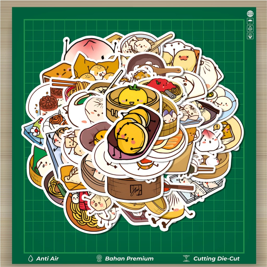 

HOT 50 PCS STIKER Stiker Chinesee Dimsum Stiker Fashion Cars Decal Dingin Kartu Album Custom Vinyl Anti Air- Sticker Aesthetic Buku Journal Koper Casing HP Tablet Laptop Helm Motor Botol Minum