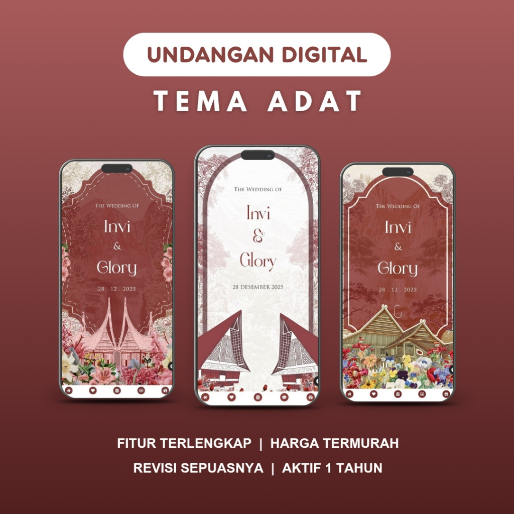 MER.SHOP TEMA ADAT - Undangan Digital Pernikahan Website Tema Adat Jawa Minang Batak Betawi Sunda