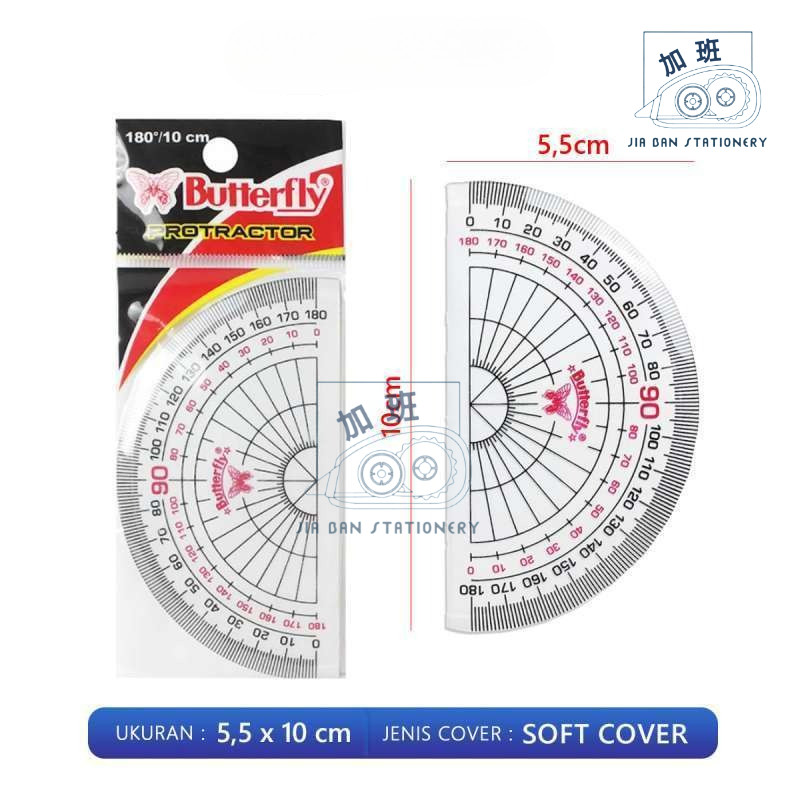 

Penggaris Busur Butterfly Alat Ukur Mika Plastik 180 Derajat Matematika | JBS