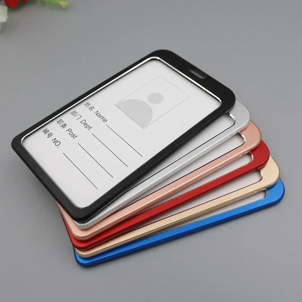 

New Fashion Card Cover Women Men Lanyard Aluminum Alloy Work ID Card Holder Business Work Card ID Badge Holder Metal Bags Case