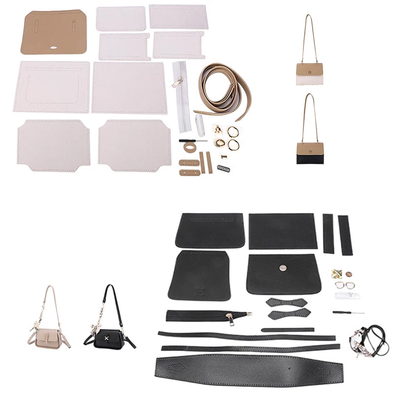 

2024 New Handmade Bag Set Hand Stitching Leather Craft DIY Bag Kit Making Square Box Sewing Material for Bag Handbag Accessories