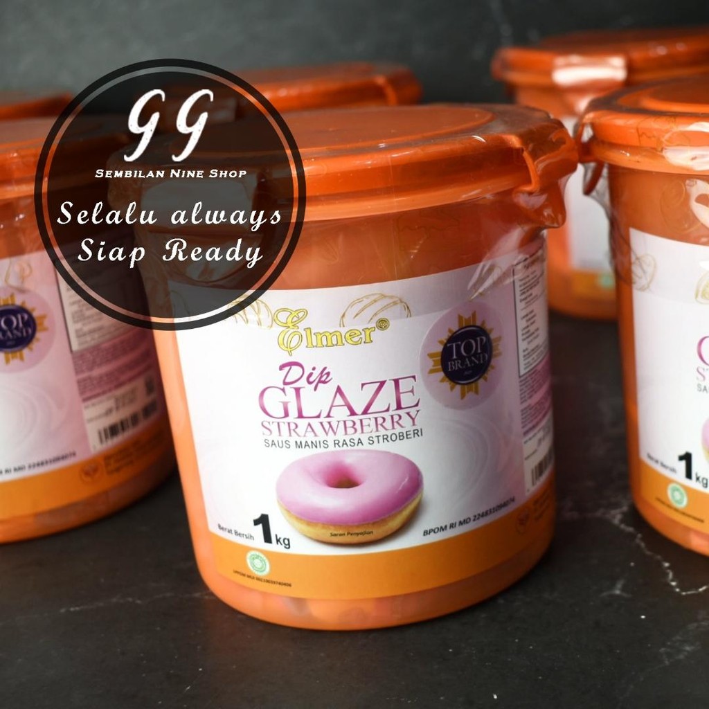 

Elmer Dip Glaze STRAWBERRY 1 KG Stroberi Saus Manis Donat Strawberi Halal