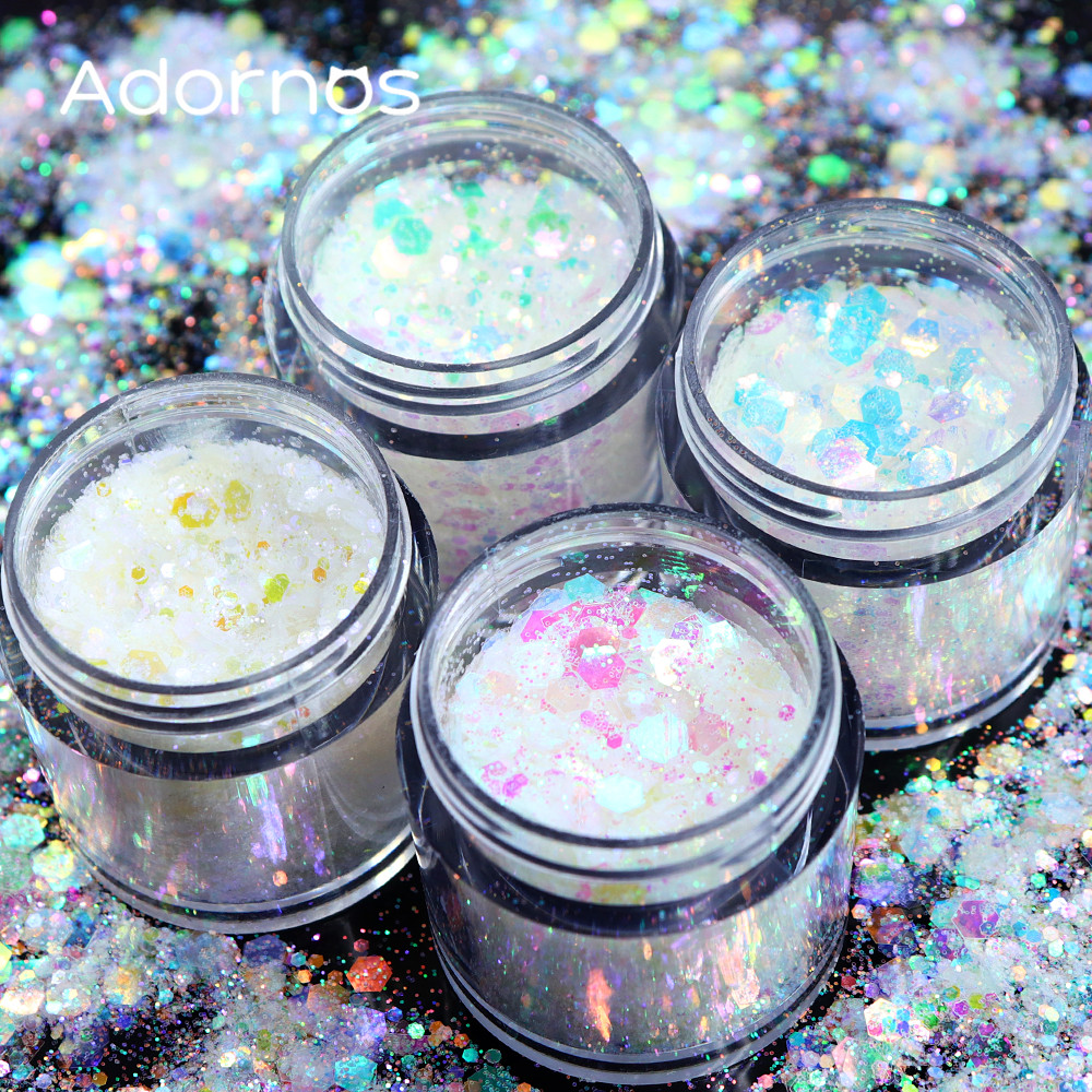 

10 ml White Iridescent Mermaid Sequins Epoxy Resin Filling Hexagon Chameleon Glitter Flakes DIY Pendant Crafts Making Supplies