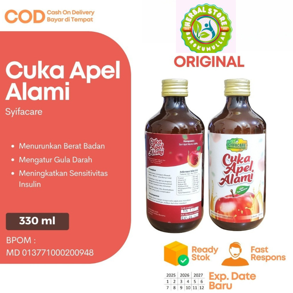 

CUKA APEL ALAMI SYIFACARE cuka apel batu malang organik dari makkata makata 330ml/Vinega With Mother original asli cuka apple