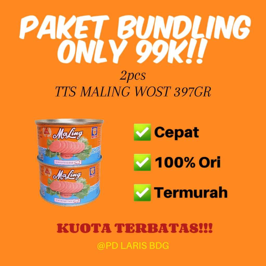 

[PAKET BUNDLING 2 PCS] MALING WOST TTS BRAND 397GR (PORK LUNCHEON MEAT/NON HALAL)