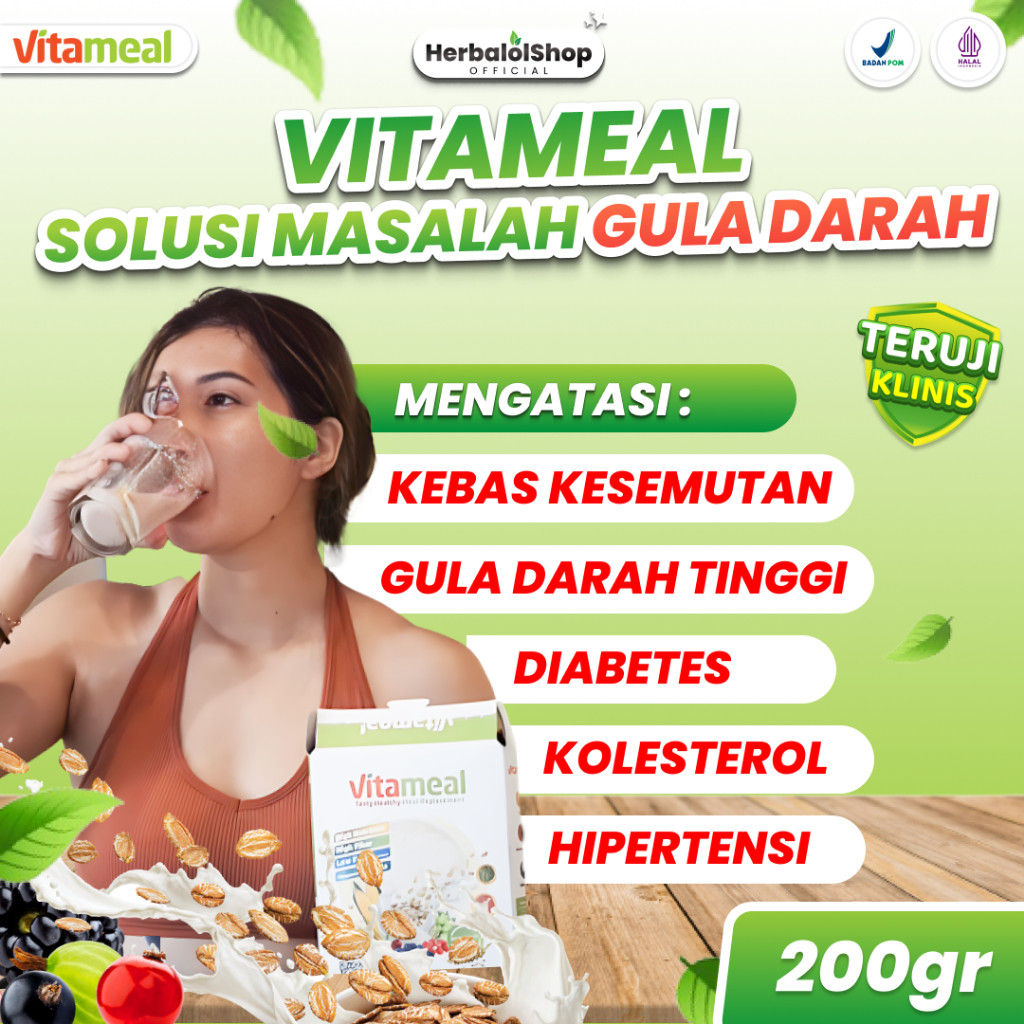 

Vitameal Original Sereal Sehat Mencegah Diabetes Kolesterol dan Turunkan Gula Darah Cocok dan Diet