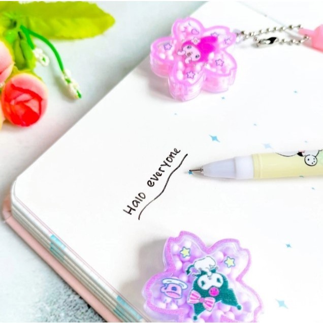 

READY PULPEN GANTUNGAN SAKURA MANIK SANRIO / PEN GANTUNGAN TINTA HITAM UNIK SIMPLE READY COD BEST SELLER