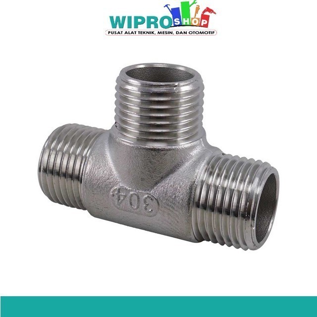 T Tee drat luar Stainless Connector T-Type Connector Stainless SUS304 M1/4" x M1/4" x M1/4" M3/8" x 