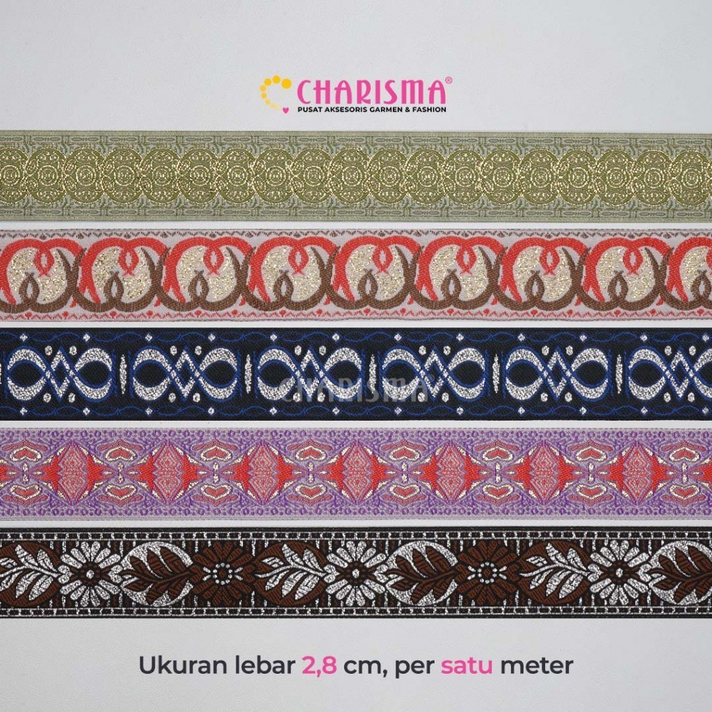 

Charisma Pita Gamis 8 / Pita Gamis lebar 2,8cm / Harga Per 1 Meter