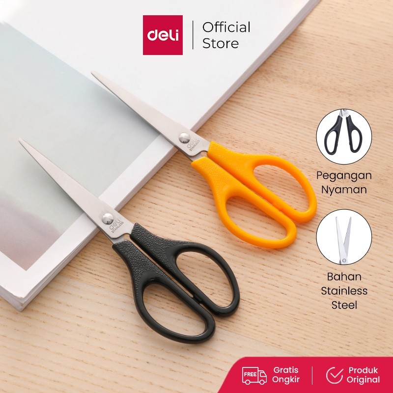 

Deli Gunting PP, stainless steel 170mm gagang simetris, ujung runcing E0603