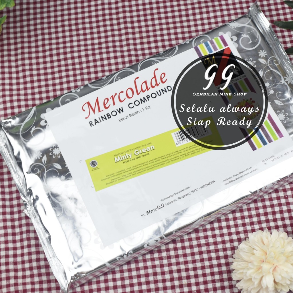 

MERCOLADE MINTY GREEN Compound 1 KG Hijau Mint Rainbnow Chocolate Cokelat Coklat